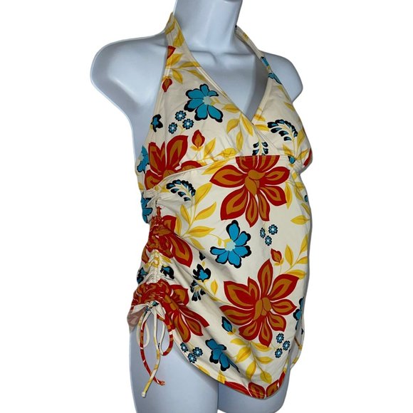 Lands' End Colorful Floral Adjustable Strap Halter Tankini Swim Top Womens 10 - Picture 4 of 9